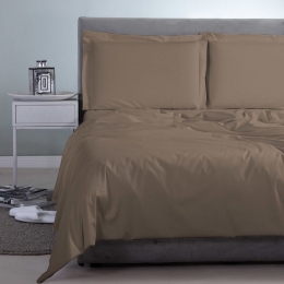Σεντόνι Satin Plain Dark Brown Aslanis Home Ημίδιπλο 170x270cm 100% Βαμβακοσατέν
