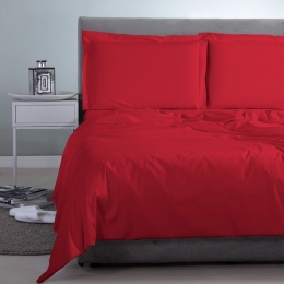Σεντόνι Satin Plain Red Aslanis Home King Size 260x265cm 100% Βαμβακοσατέν