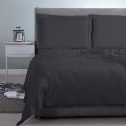 Σεντόνι Satin Plain Black Aslanis Home Ημίδιπλο 170x270cm 100% Βαμβακοσατέν