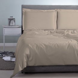 Σεντόνι Satin Plain Beige-Ecru Aslanis Home Ημίδιπλο 170x270cm 100% Βαμβακοσατέν