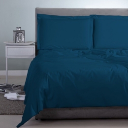 Σεντόνι Satin Plain Blue Aslanis Home King Size 260x265cm 100% Βαμβακοσατέν