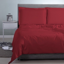Σεντόνι Satin Plain Bordo Aslanis Home Ημίδιπλο 170x270cm 100% Βαμβακοσατέν