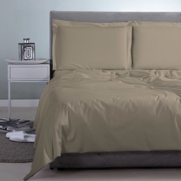 Σεντόνι Satin Plain Green-Olive Aslanis Home King Size 260x265cm 100% Βαμβακοσατέν