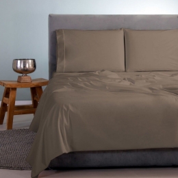 Σεντόνια Satin Plain (Σετ 3τμχ) Dark Brown Aslanis Home Ημίδιπλο 170x270cm 100% Βαμβακοσατέν
