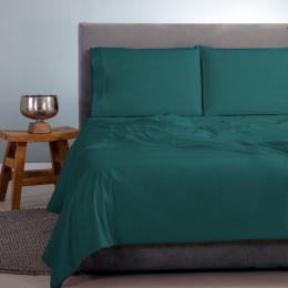 Σεντόνια Satin Plain (Σετ 4τμχ) Green Aslanis Home Υπέρδιπλο 250x270cm 100% Βαμβακοσατέν