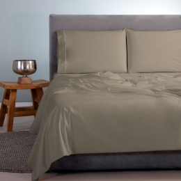 Σεντόνια Satin Plain (Σετ 4τμχ) Green-Olive Aslanis Home Υπέρδιπλο 250x270cm 100% Βαμβακοσατέν
