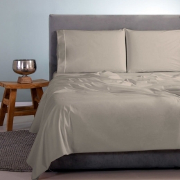 Σεντόνια Satin Plain (Σετ 4τμχ) Sand Aslanis Home Υπέρδιπλο 250x270cm 100% Βαμβακοσατέν