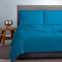 Σεντόνια Satin Plain (Σετ 3τμχ) Turquoise Aslanis Home Ημίδιπλο 170x270cm 100% Βαμβακοσατέν