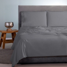 Σεντόνια Satin Plain (Σετ 4τμχ) Ultimate Grey Aslanis Home King Size 260x265cm 100% Βαμβακοσατέν