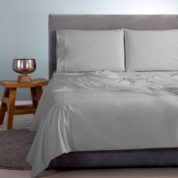 Σεντόνια Satin Plain (Σετ 3τμχ) Warm Grey Aslanis Home Ημίδιπλο 170x270cm 100% Βαμβακοσατέν