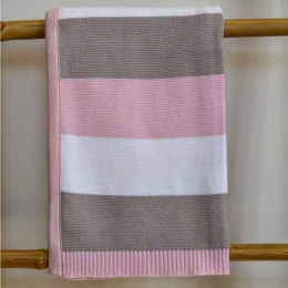 Κουβέρτα Βρεφική Πλεκτή 3095 Thin Stripes Pink Nexttoo Αγκαλιάς 70x90cm 100% Βαμβάκι
