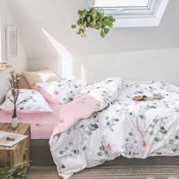 Κουβερλί Σετ 3τμχ 1303 Green - White Homeline Υπέρδιπλο 225x240cm 100% Βαμβακοσατέν