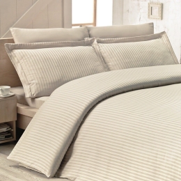 Σεντόνια Next 3194 Satin Stripe (Σετ 4τμχ) Beige Nexttoo Υπέρδιπλο 240x260cm 100% Βαμβάκι