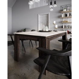 Τραπέζι Viki IR-VIKICHOCOWHITE Με Εφέ Μαρμάρου 137x90x75cm Wenge-White
