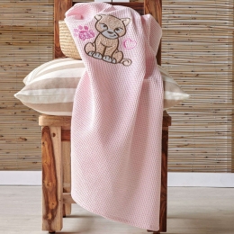 Βρεφική Κουβέρτα Leopard Pink Kentia Κούνιας 100x140cm 100% Βαμβάκι