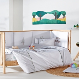 Πάντα Κούνιας Willow (Σετ 5τμχ) Grey-Green Kentia 100% Βαμβακοσατέν
