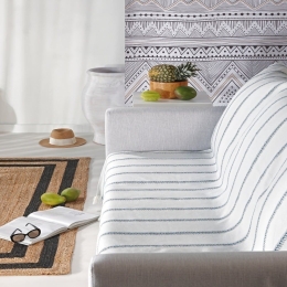 Ριχτάρι Cora 01 Off White-Blue Kentia Διθέσιο 180x250cm Βαμβάκι-Πολυέστερ