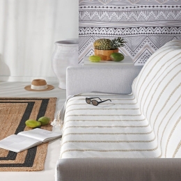 Ριχτάρι Cora 03 Off White-Yellow Kentia Διθέσιο 180x250cm Βαμβάκι-Πολυέστερ