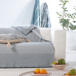 Ριχτάρι Michelle 01 Blue Kentia Τριθέσιο 180x300cm Βαμβάκι-Πολυέστερ