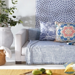 Ριχτάρι Victoria 08 Blue Kentia Τριθέσιο 180x300cm Βαμβάκι-Πολυέστερ