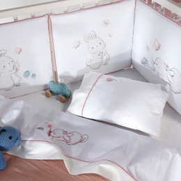 Σεντόνι Βρεφικό Cutie (Σετ 3τμχ) White-Ecru-Pink Kentia Κούνιας 120x170cm 100% Βαμβακερό Περκάλι