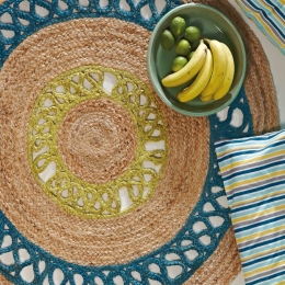 Χαλί Yute 226 Natural Yute-Petrol-Lime Kentia 120X120cm Round