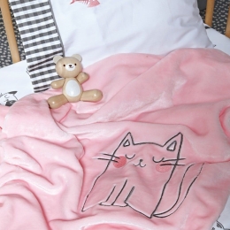 Κουβέρτα Βρεφική Kitty Cat Velour Fleece Pink Kentia Κούνιας 100x140cm Πολυέστερ