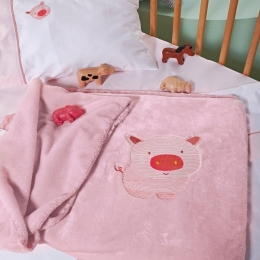 Κουβέρτα Βρεφική Piglet Velour Fleece Pink Kentia Αγκαλιάς 80x110cm Πολυέστερ