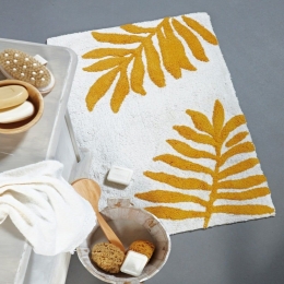 Πατάκι Μπάνιου Kendra Off White-Mustard Kentia 70 x 110 100% Βαμβάκι