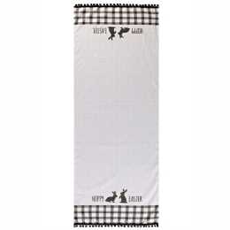 Runner Easter 23-03  White-Black Kentia 45Χ140 Βαμβάκι-Πολυέστερ
