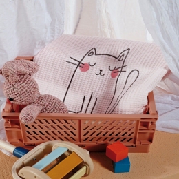 Κουβέρτα Βρεφική Kitty Cat Pink Kentia Κούνιας 100x150cm 100% Βαμβάκι
