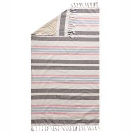 Πετσέτα Θαλάσσης - Παρεό Διπλής Όψης Aruba 232 Ecru-Grey-Pink Kentia Θαλάσσης 80x160cm Βαμβάκι-Μικροφίμπρα