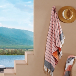 Πετσέτα Θαλάσσης - Παρεό Διπλής Όψης Aruba 235 Grey-Pink Kentia Θαλάσσης 80x160cm Βαμβάκι-Μικροφίμπρα