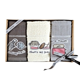 Πετσέτες Κουζίνας Regalo 231 (Σετ 3τμχ) Grey-Ecru Kentia 40x70cm 100% Βαμβάκι