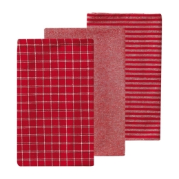 Πετσέτες Κουζίνας Pera 17 (Σετ 3τμχ) Red Kentia 40x60cm 100% Βαμβάκι