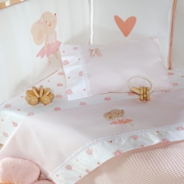 Σεντόνια Βρεφικά Rozina (Σετ 3τμχ) Pink Kentia Κούνιας 60x120cm 100% Βαμβακοσατέν