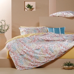 Σεντόνια Sandy 11 (Σετ 3τμχ) Salmon-Mustard Kentia Μονό 160x270cm 100% Βαμβάκι