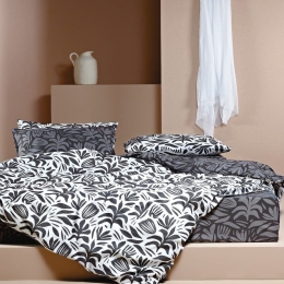 Σεντόνια Yara (Σετ 3τμχ) Beige-Black-Grey Kentia Μονό 160x270cm 100% Βαμβάκι