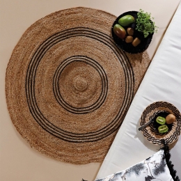Χαλάκι Yute 232 Beige-Black Kentia 150X150cm Round