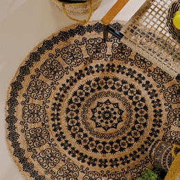 Χαλάκι Yute 234 Beige-Black Kentia 150X150cm Round