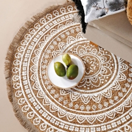 Χαλάκι Yute 235 Beige-White Kentia 120X120cm Round