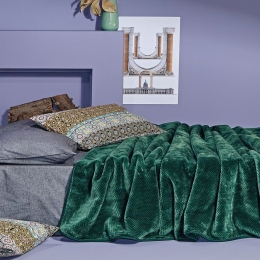 Κουβέρτα Βελουτέ Bella 36 Emerald Kentia Μονό 160x220cm Πολυέστερ