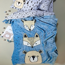 Κουβέρτα Παιδική Masha Blue-Beige Kentia Μονό 160x220cm Πολυέστερ