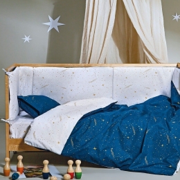 Πάπλωμα Βρεφικό Lupus 01 Blue-White-Golden Kentia 100x140cm 100% Βαμβάκι