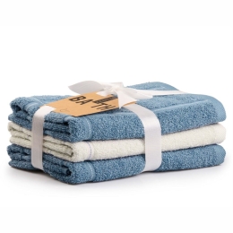 Πετσέτες Brody 01 (Σετ 3τμχ) Blue-Beige Kentia Προσώπου 50x90cm 100% Βαμβάκι