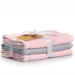Πετσέτες Brody 14 (Σετ 3τμχ) Pink-Grey Kentia Προσώπου 50x90cm 100% Βαμβάκι
