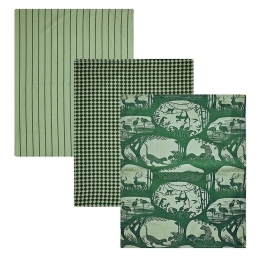 Πετσέτες Κουζίνας Fazzy 233 (Σετ 3τμχ) Green Kentia 40x60cm 100% Βαμβάκι