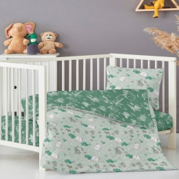 Σεντόνια Βρεφικά Gazele (Σετ 2τμχ) Green-White-Grey Kentia Λίκνου 60x120cm 100% Βαμβάκι