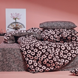 Σεντόνια Destiny (Σετ 4τμχ) Black-Pink Kentia Υπέρδιπλο 240x270cm 100% Βαμβάκι