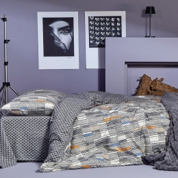 Σεντόνια Φανελένια Donovan 32 (Σετ 4τμχ) Grey-Blue Kentia King Size 270x275cm 100% Βαμβάκι